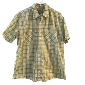 Carhartt Mens Plaid Short Sleeve Button Up Shirt XL Green White Cotton Casual